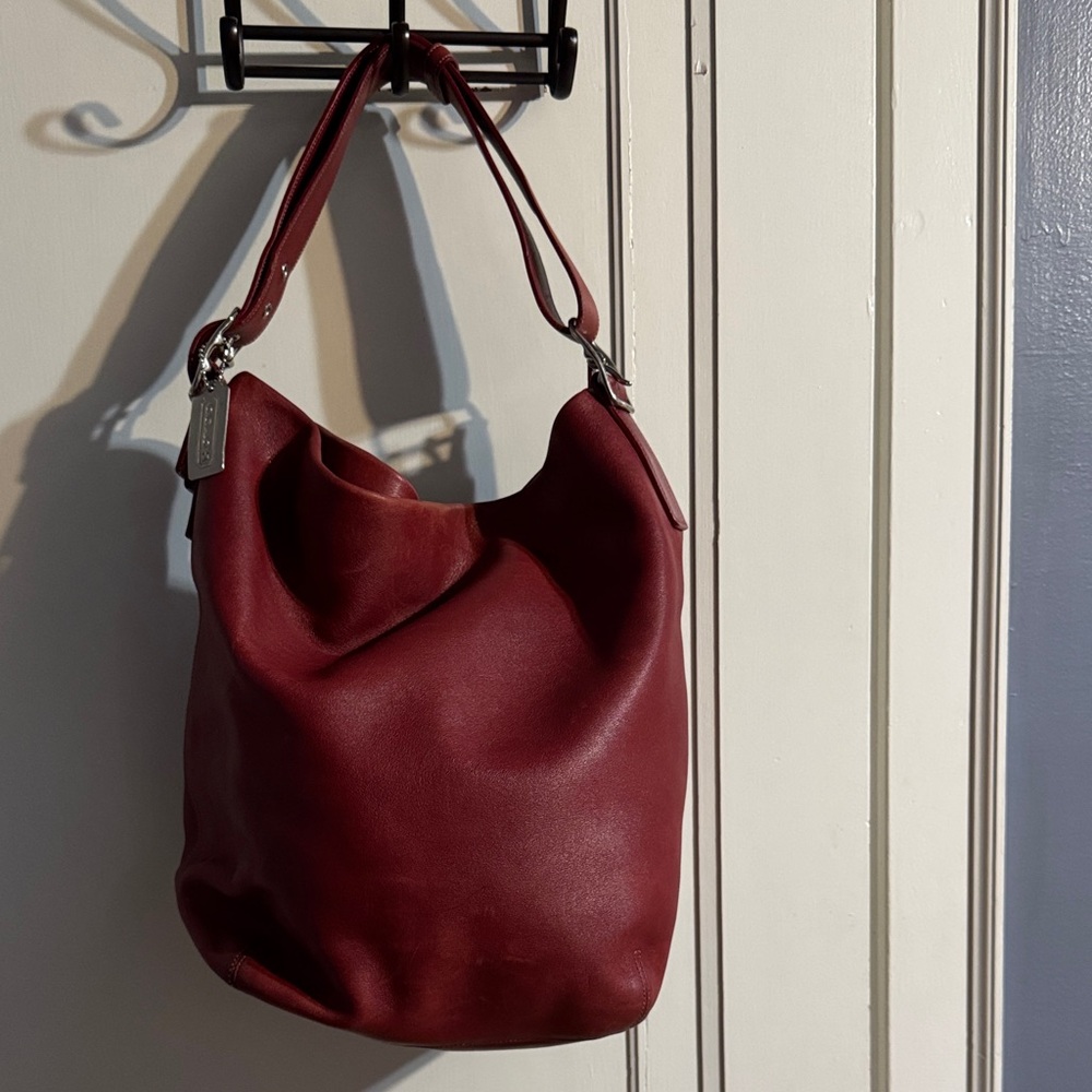 Coach Deep Red Leather Hobo Bag